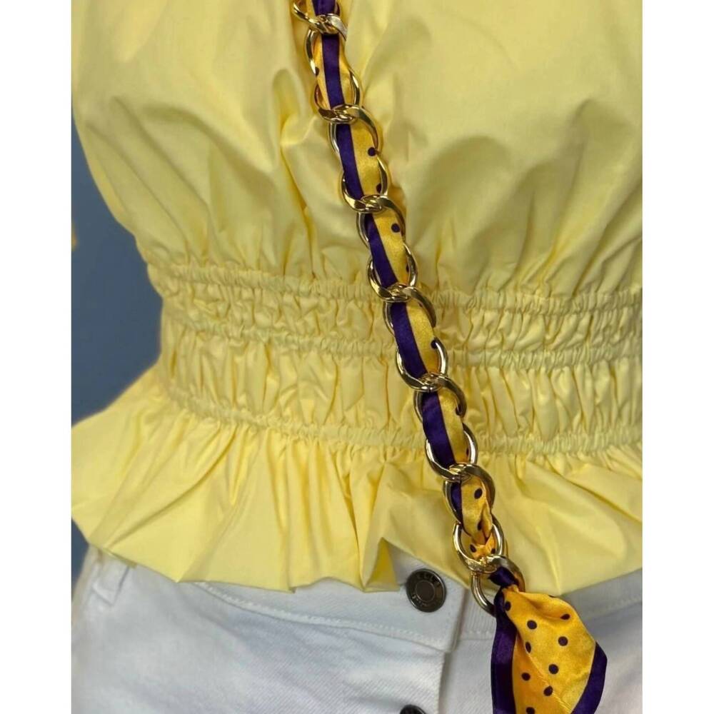 NEW AMESLAYNE women's lsu chain gameday purse strap in yellow/purple - Picture 2 of 2